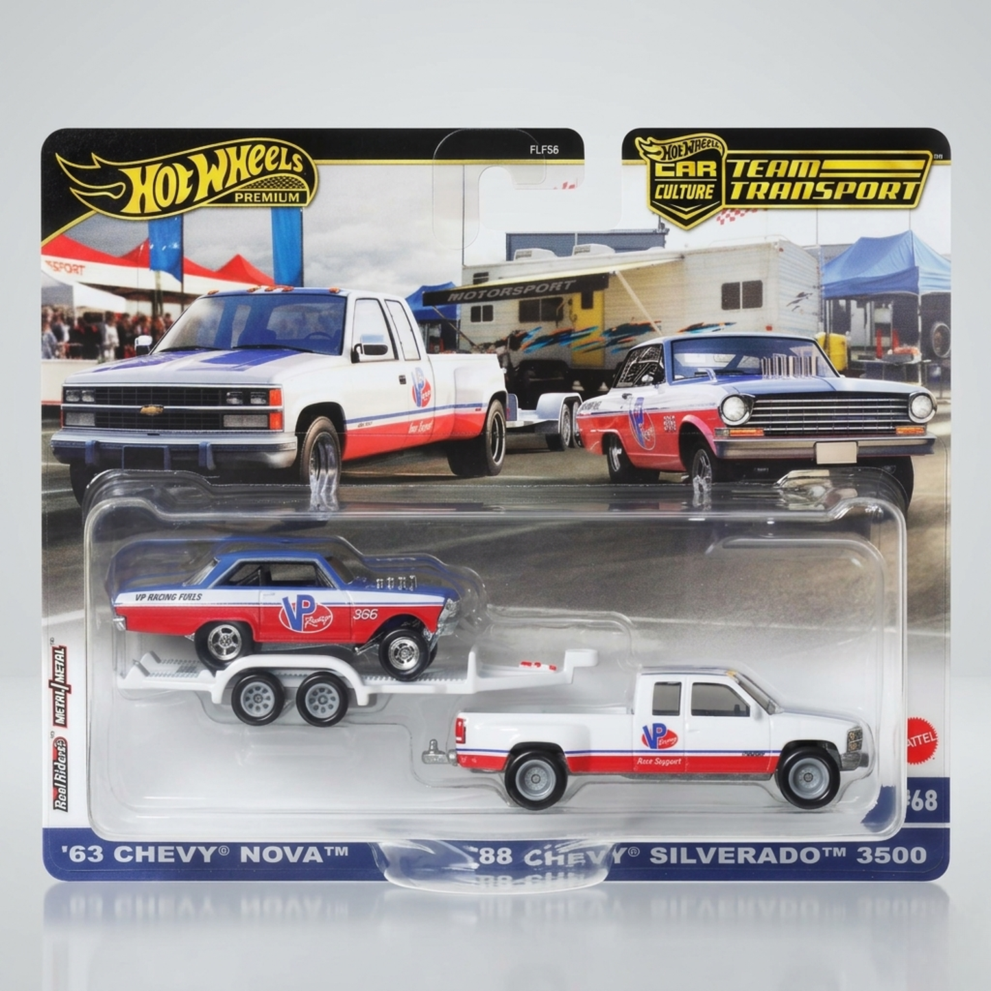 Hot Wheels TEAM Transport 63 Chevy NOVA Silverado + 88 Chevy Silverado
