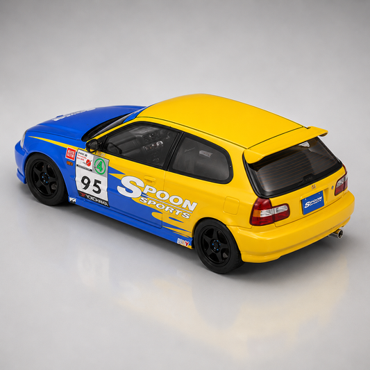 Time Micro Civic Spoon Yellow Blue Limited Edition 1:64 Scale Diecast Model Car