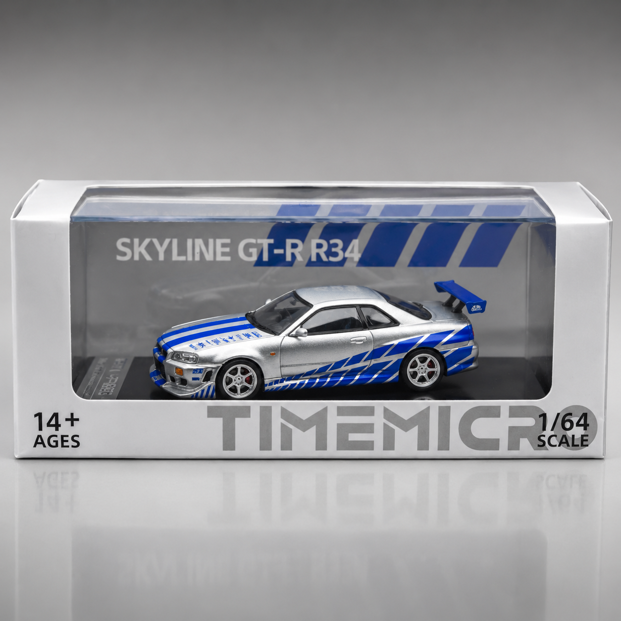 Time Micro Skyline GTR R34 Limited Edition Silverblue 1:64 Scale Diecast Model Car