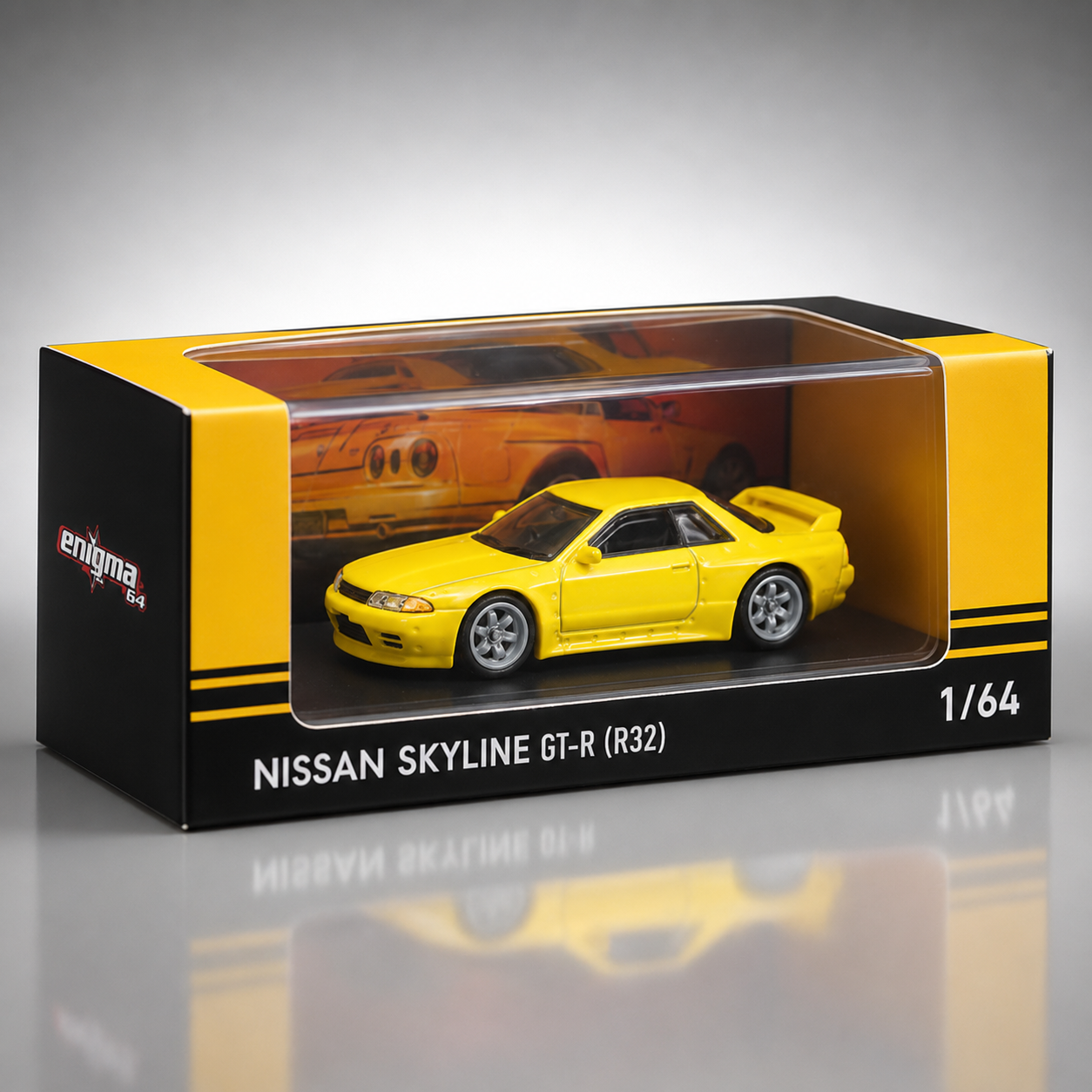 Time Micro Nissan GTR 32 - Yellow BT Racing 1:64 Scale Diecast Model Car