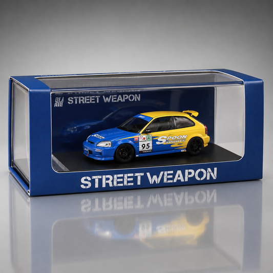 Time Micro Civic Spoon Yellow Blue Limited Edition 1:64 Scale Diecast Model Car