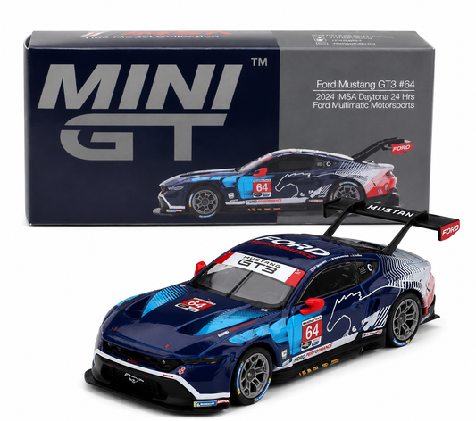 Mini GT Ford Mustang GT3 #64 Ford Multimatic Motorsports 2024 IMSA Daytona 24 Hrs #898 1:64 Scale